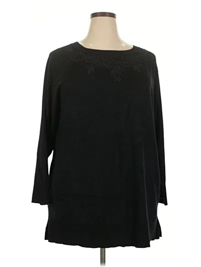 Pre-owned Jm Collection 3/4 Sleeve Top Black Boatneck Tops
