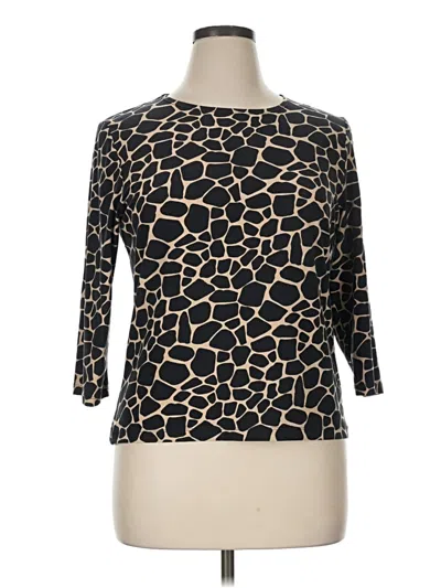 Pre-owned Jm Collection 3/4 Sleeve Top Black Boatneck Tops