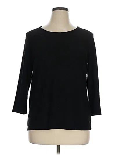 Pre-owned Jm Collection 3/4 Sleeve Top Black Boatneck Tops