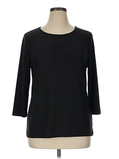 Pre-owned Jm Collection 3/4 Sleeve Top Black Boatneck Tops