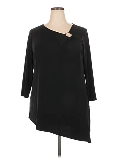 Pre-owned Jm Collection 3/4 Sleeve Top Black Keyhole Neckline Tops