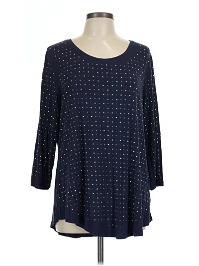 Pre-owned Jm Collection 3/4 Sleeve Top Blue Boatneck Tops