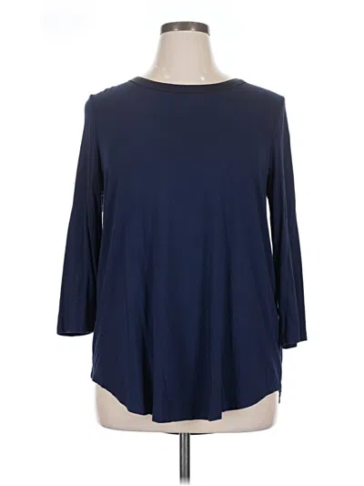 Pre-owned Jm Collection 3/4 Sleeve Top Blue Boatneck Tops