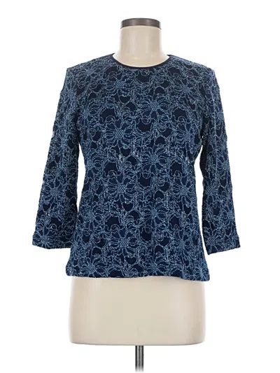Pre-owned Jm Collection 3/4 Sleeve Top Blue Boatneck Tops