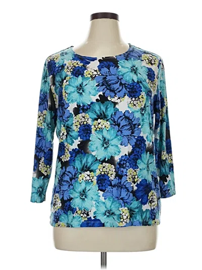 Pre-owned Jm Collection 3/4 Sleeve Top Blue Boatneck Tops
