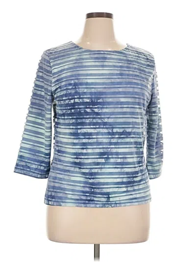 Pre-owned Jm Collection 3/4 Sleeve Top Blue Boatneck Tops
