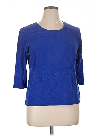 Pre-owned Jm Collection 3/4 Sleeve Top Blue Boatneck Tops