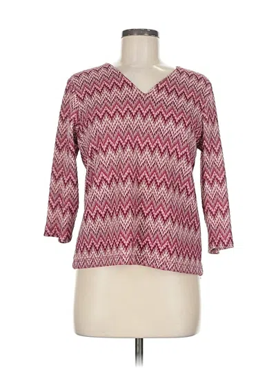 Pre-owned Jm Collection 3/4 Sleeve Top Burgundy V-neck Tops