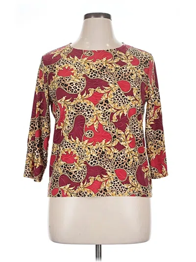 Pre-owned Jm Collection 3/4 Sleeve Top Gold Boatneck Tops