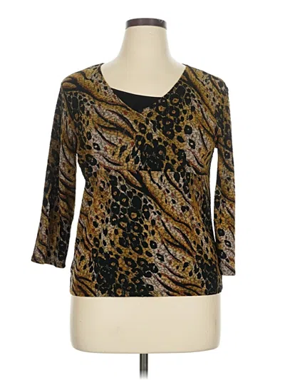 Pre-owned Jm Collection 3/4 Sleeve Top Gold Scoop Neck Tops