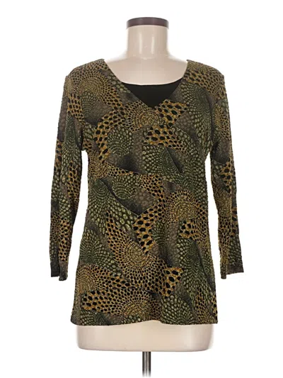 Pre-owned Jm Collection 3/4 Sleeve Top Gold Scoop Neck Tops