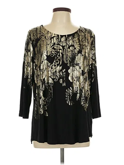 Pre-owned Jm Collection 3/4 Sleeve Top Gold Scoop Neck Tops