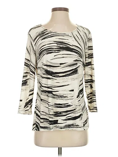 Pre-owned Jm Collection 3/4 Sleeve Top Ivory Boatneck Tops In White