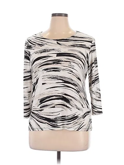 Pre-owned Jm Collection 3/4 Sleeve Top Ivory Boatneck Tops In White