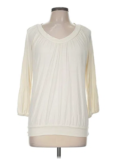 Pre-owned Jm Collection 3/4 Sleeve Top Ivory Scoop Neck Tops
