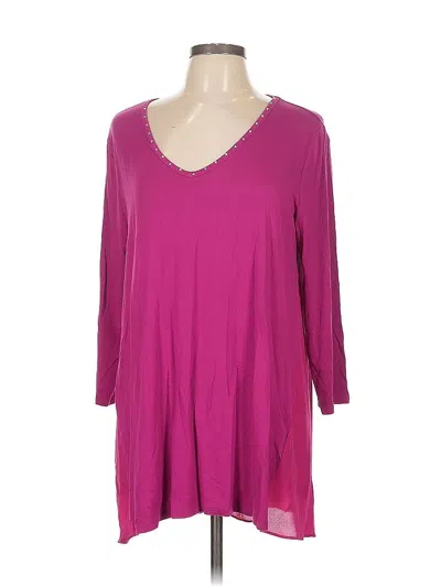 Pre-owned Jm Collection 3/4 Sleeve Top Pink V Neck Tops