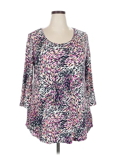 Pre-owned Jm Collection 3/4 Sleeve Top Purple Scoop Neck Tops