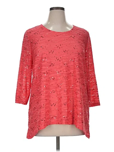 Pre-owned Jm Collection 3/4 Sleeve Top Red Boatneck Tops