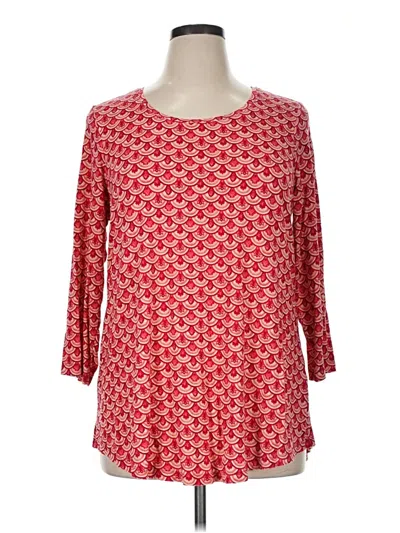 Pre-owned Jm Collection 3/4 Sleeve Top Red Boatneck Tops
