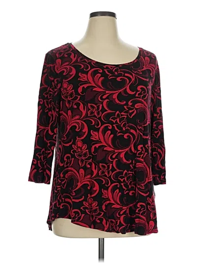 Pre-owned Jm Collection 3/4 Sleeve Top Red Scoop Neck Tops