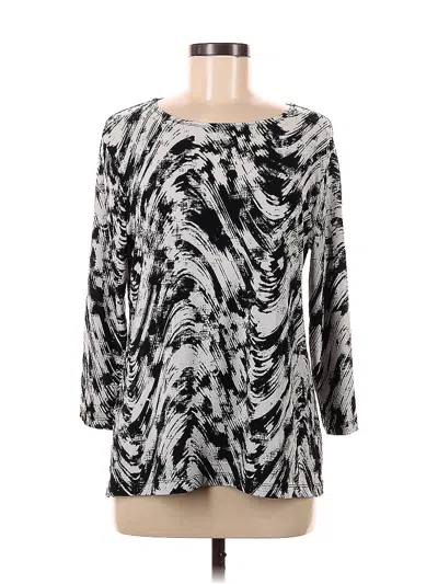 Pre-owned Jm Collection 3/4 Sleeve Top Silver Boatneck Tops