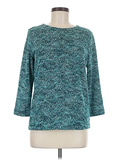 Pre-owned Jm Collection 3/4 Sleeve Top Teal Boatneck Tops