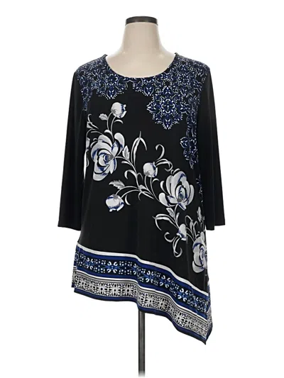 Pre-owned Jm Collection 3/4 Sleeve T-shirt In Black