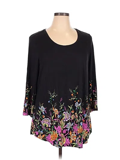 Pre-owned Jm Collection 3/4 Sleeve T-shirt In Black