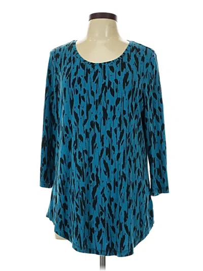 Pre-owned Jm Collection 3/4 Sleeve T-shirt In Blue