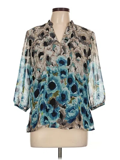 Pre-owned Jm Collection 3/4 Sleeve T-shirt In Blue