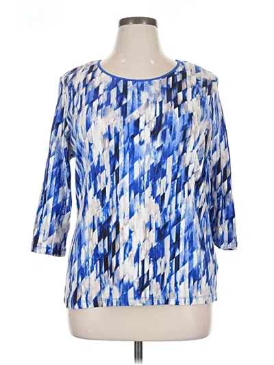 Pre-owned Jm Collection 3/4 Sleeve T-shirt In Blue