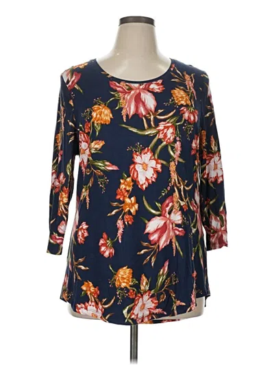 Pre-owned Jm Collection 3/4 Sleeve T-shirt In Blue