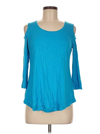 Pre-owned Jm Collection 3/4 Sleeve T-shirt In Blue