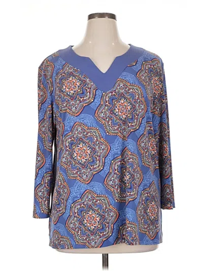 Pre-owned Jm Collection 3/4 Sleeve T-shirt In Blue