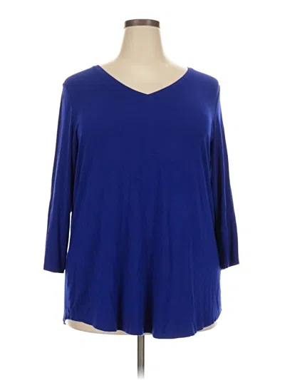 Pre-owned Jm Collection 3/4 Sleeve T-shirt In Blue