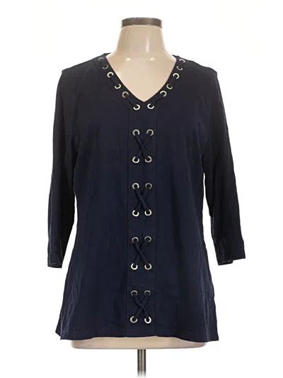 Pre-owned Jm Collection 3/4 Sleeve T-shirt In Blue