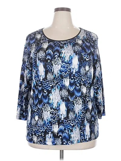 Pre-owned Jm Collection 3/4 Sleeve T-shirt In Blue