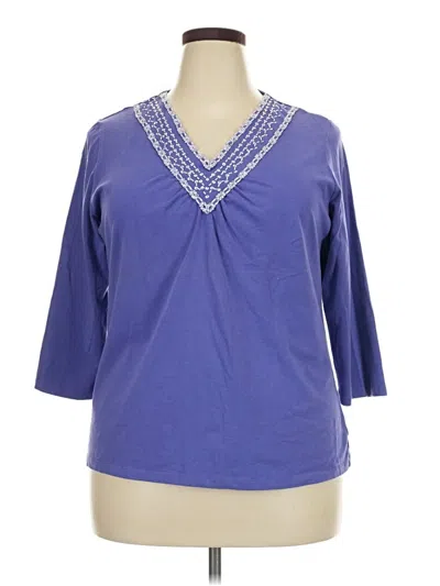 Pre-owned Jm Collection 3/4 Sleeve T-shirt In Blue