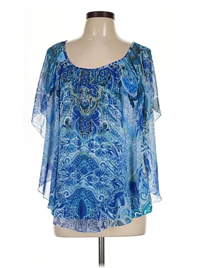 Pre-owned Jm Collection 3/4 Sleeve T-shirt In Blue