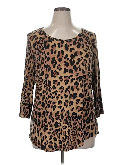 Pre-owned Jm Collection 3/4 Sleeve T-shirt In Brown