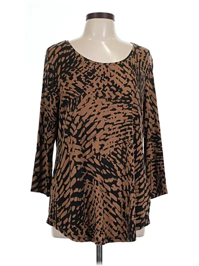 Pre-owned Jm Collection 3/4 Sleeve T-shirt In Brown