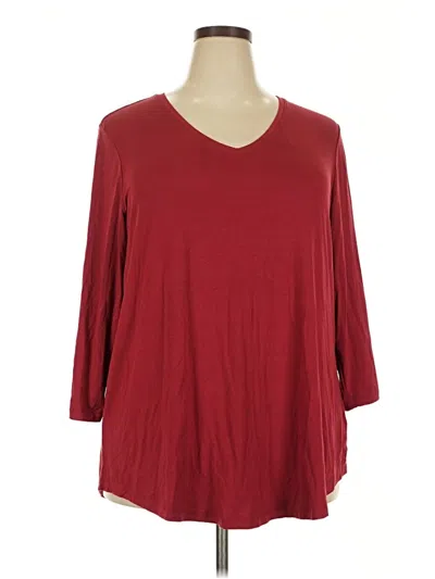 Pre-owned Jm Collection 3/4 Sleeve T-shirt In Burgundy