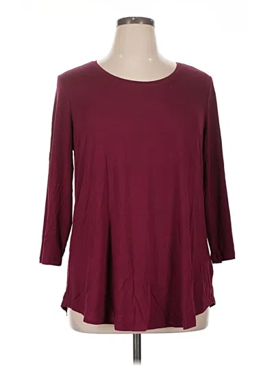 Pre-owned Jm Collection 3/4 Sleeve T-shirt In Burgundy