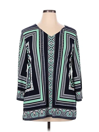 Pre-owned Jm Collection 3/4 Sleeve T-shirt In Green