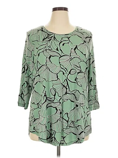 Pre-owned Jm Collection 3/4 Sleeve T-shirt In Green