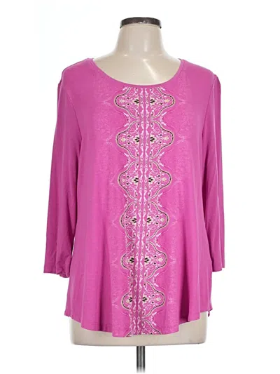 Pre-owned Jm Collection 3/4 Sleeve T-shirt In Pink