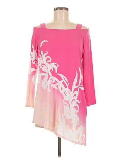 Pre-owned Jm Collection 3/4 Sleeve T-shirt In Pink