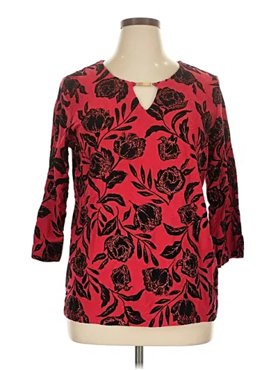 Pre-owned Jm Collection 3/4 Sleeve T-shirt In Red