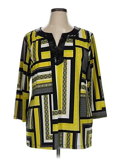 Pre-owned Jm Collection 3/4 Sleeve T-shirt In Yellow