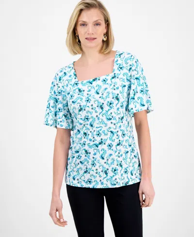 Jm Collection Brand? Women's Printed Square-neck Top, Exclusively At Macy's